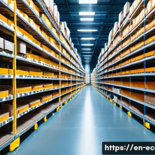 전자상거래 관리사 실기 시험에서 자주 출제되는 문제 분석 - A modern e-commerce warehouse interior with automated inventory tracking technology: barcode scanner...